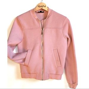 TOPSHOP | Pink Perforated Bomber Jacket
